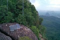 Aerial view of the solar panels isolated on the rocky mountain view point Royalty Free Stock Photo