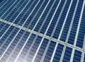 Aerial view of solar panels or photovoltaics on factory roof. Solar power for green energy. Sustainable renewable energy. Solar Royalty Free Stock Photo