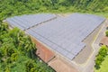 Aerial view of solar power station in the field