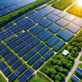 Aerial view of the solar system used to generate sustainable urban planning with renewable Royalty Free Stock Photo