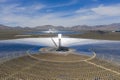 Aerial view of the solar tower of the Ivanpah Solar Electric Generating System