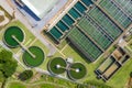 Aerial view of The Solid Contact Clarifier Tank type Sludge Recirculation in Water Treatment plant