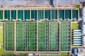 Aerial view of The Solid Contact Clarifier Tank type Sludge Recirculation in Water Treatment plant Royalty Free Stock Photo