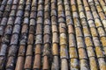 Aerial view of some clay tiles worn by time Royalty Free Stock Photo