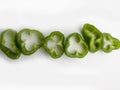 Aerial view of some cuts of green peppers Royalty Free Stock Photo