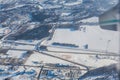 Aerial view of some snowy landscape of Anchorage