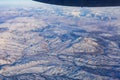 Aerial view of some snowy mountain at Anchorage Royalty Free Stock Photo