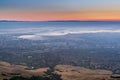 Aerial view of south San Francisco bay after sunset as seen from Mission Peak, California Royalty Free Stock Photo