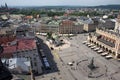 Aerial view of the south-western part of the Main Market Square of Krakow.