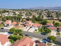 Aerial view of Southern California houses in inland town Corona