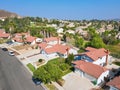 Aerial view of Southern California houses in inland town Corona