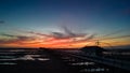 Aerial view of Southport Pier at sunset Royalty Free Stock Photo