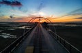 Aerial view of Southport Pier at sunset Royalty Free Stock Photo