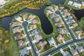 Aerial view of spacious family houses in Florida suburban area. Real estate development in American suburbs Royalty Free Stock Photo