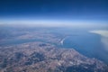 Aerial view of spain from the cockpit of an airplane Royalty Free Stock Photo