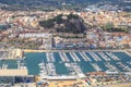 Aerial view of the Spanish Denia castle and port