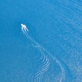 Aerial view of speedboat in full tour Royalty Free Stock Photo