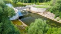 Aerial view of the spillway dam in the village of Yaropolets