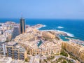 Aerial view of the Spinola Bay, St. Julians and Sliema town on Malta