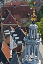 Aerial view of the spire of Saint Walburgiskerk church in Zutphen, Gelderland, Netherlands