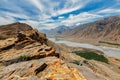 Aerial view of Spiti valley and Key gompa in Himalayas Royalty Free Stock Photo