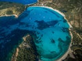 Aerial View of the Splendid Rondinara Beach, Corsica Royalty Free Stock Photo