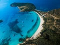 Aerial View of the Splendid Rondinara Beach, Corsica Royalty Free Stock Photo