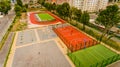 Aerial view of the sports ground for children.