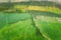 Aerial View Spring Empty Field With Windbreaks Landscape. Top View Of Field And Forest Belt. Bird`s Eye View. A Royalty Free Stock Photo