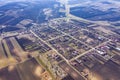 Aerial view of a square shaped village settlement Royalty Free Stock Photo