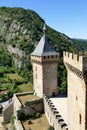 Square tower and the keep of Foix castle Royalty Free Stock Photo