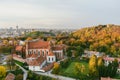 Aerial view of St. Anne Church and neighbouring Bernardine Church, one of the most beautiful and probably the most famous