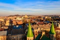 Aerial view of St. George`s Cathedral and old town of Lviv in Ukraine. Lvov cityscape