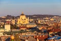 Aerial view of St. George`s Cathedral and old town of Lviv in Ukraine. Lvov cityscape Royalty Free Stock Photo