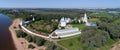 Aerial view on St. George Yuriev Orthodox Male Monastery in Veliky Novgorod