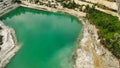 Aerial view of the St. Klimentovsky limestone lake. Inkerman