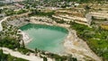 Aerial view of the St. Klimentovsky limestone lake. Inkerman