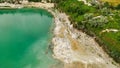 Aerial view of the St. Klimentovsky limestone lake. Inkerman