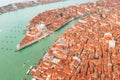 Aerial view of st Mark square, Campanile and Doge Palace in Venice Italy Royalty Free Stock Photo