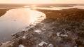 Aerial view of St Marys, Georgia and the St Marys River at sunset Royalty Free Stock Photo