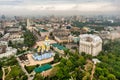 Aerial view of St. Michael\'s Cathedral, Ministry of Foreign Affairs, St. Sophia Cathedral, Vladimirskaya Gorka Park Royalty Free Stock Photo