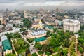 Aerial view of St. Michael's Cathedral, Ministry of Foreign Affairs, St. Sophia Cathedral, Vladimirskaya Gorka Park Royalty Free Stock Photo