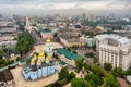 Aerial view of St. Michael's Cathedral, Ministry of Foreign Affairs, St. Sophia Cathedral, Vladimirskaya Gorka Park Royalty Free Stock Photo