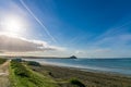 Aerial view of St Michaels mountain near Marazion, Cornwall Royalty Free Stock Photo