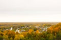 Aerial view from the St. Nichola`s Holy Trinity Monastery Svyato Troitse Nikolsky Monastery on the Puzhlova Mountain. Gorokhove