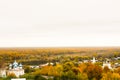 Aerial view from the St. Nichola`s Holy Trinity Monastery Svyato Troitse Nikolsky Monastery on the Puzhlova Mountain. Gorokhove