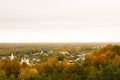 Aerial view from the St. Nichola`s Holy Trinity Monastery Svyato Troitse Nikolsky Monastery on the Puzhlova Mountain. Gorokhove