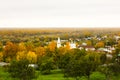 Aerial view from the St. Nichola`s Holy Trinity Monastery Svyato Troitse Nikolsky Monastery on the Puzhlova Mountain. Gorokhove