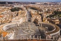 aerial view of St. Peter's square with Bernini colonnade,