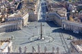 Aerial view on St.Peter`s Square from dome of Saint Peter`s Basilica. Few tourists due to the Covid-19 coronovirus pandemic, Royalty Free Stock Photo